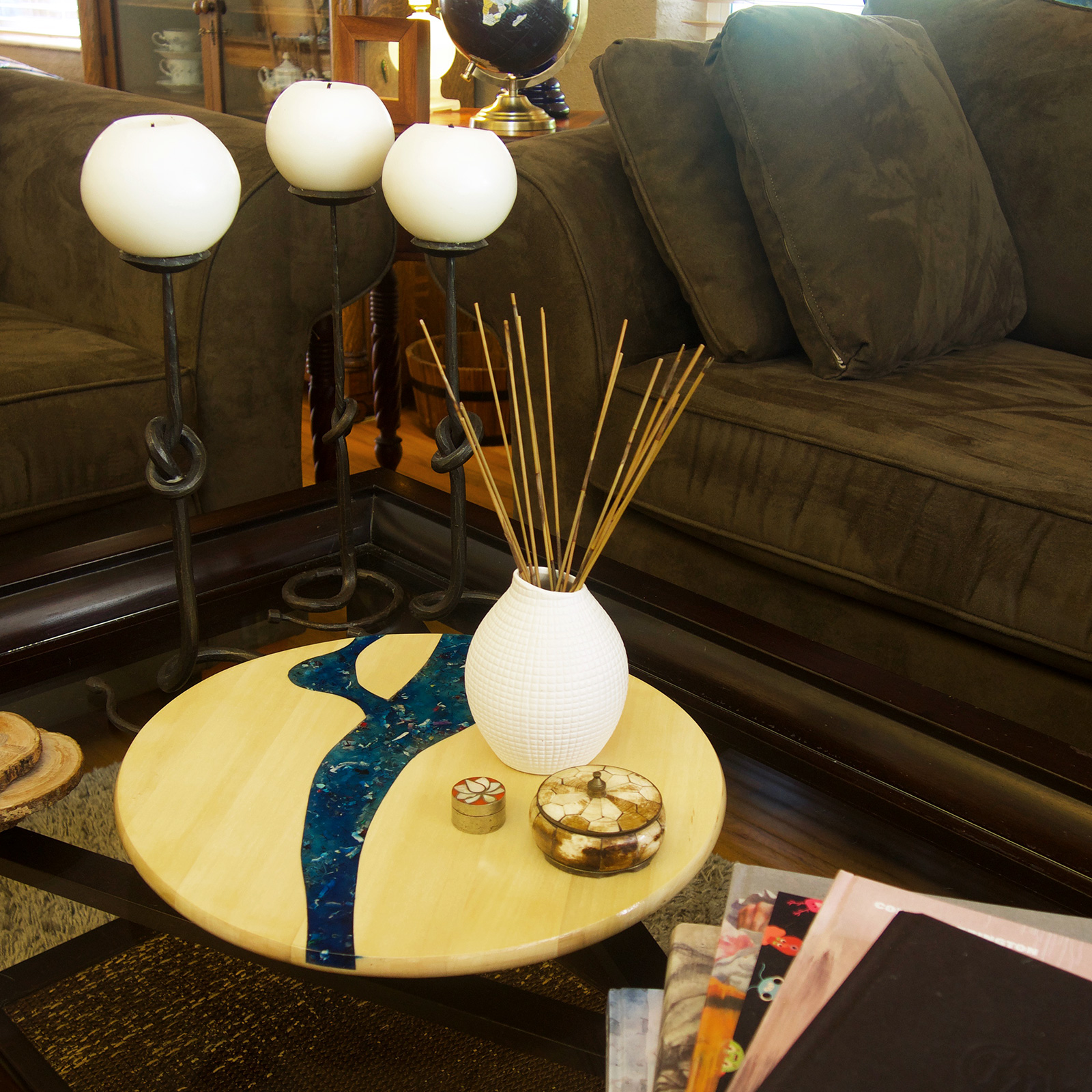 Lazy River | Brown Walnut Stain with Black Epoxy - Image 3