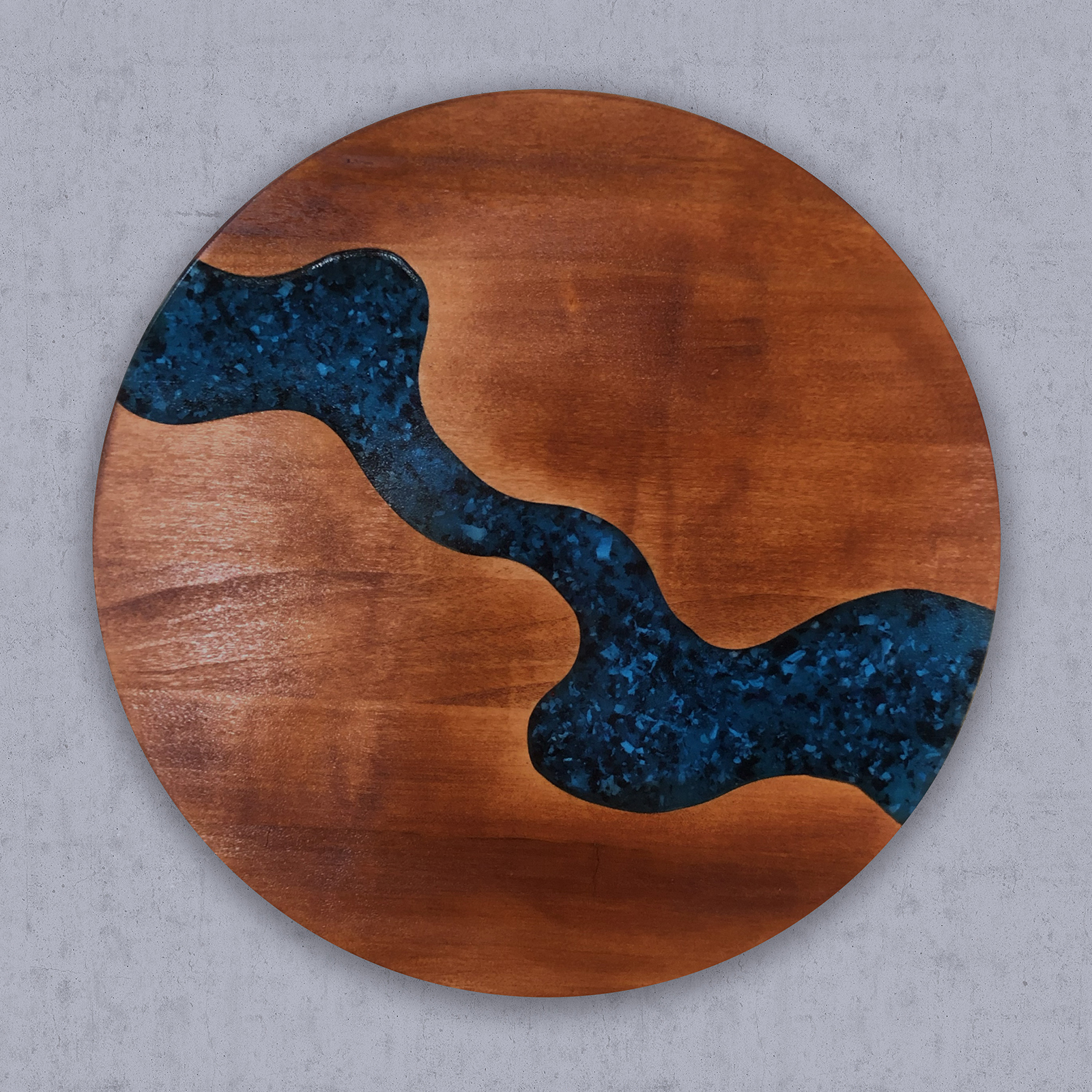Lazy River | Red Mahogany Stain with Blue Epoxy