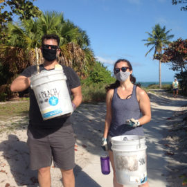 Volunteers cleaning up the beach