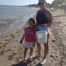 Volunteers cleaning up the beach