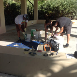 Volunteers sorting the collected pollution