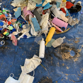 the collected plastic pollution