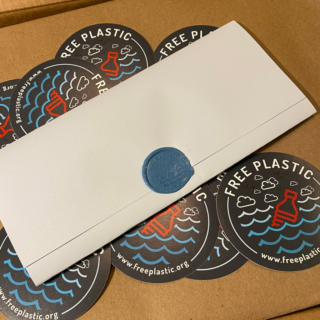 Free Plastic's stamp of approval, and STICKERS!
