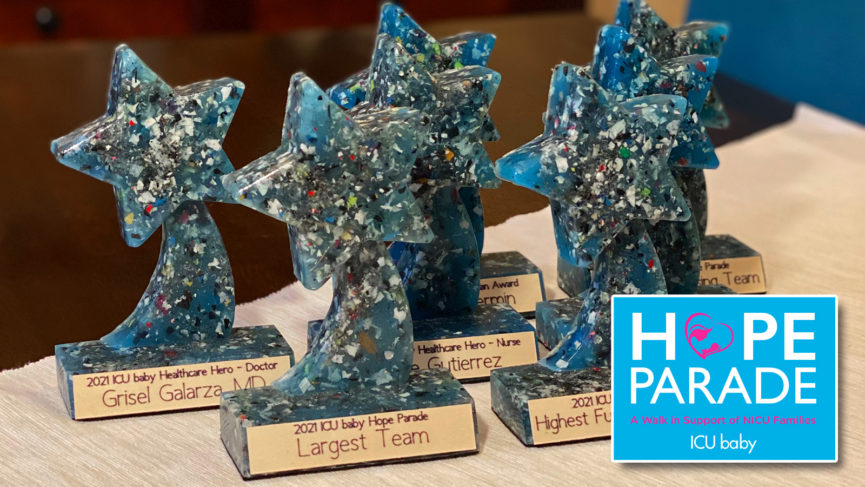 ICU baby HOPE Parade trophies