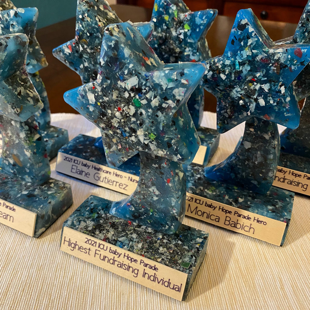 ICU baby HOPE Parade trophies