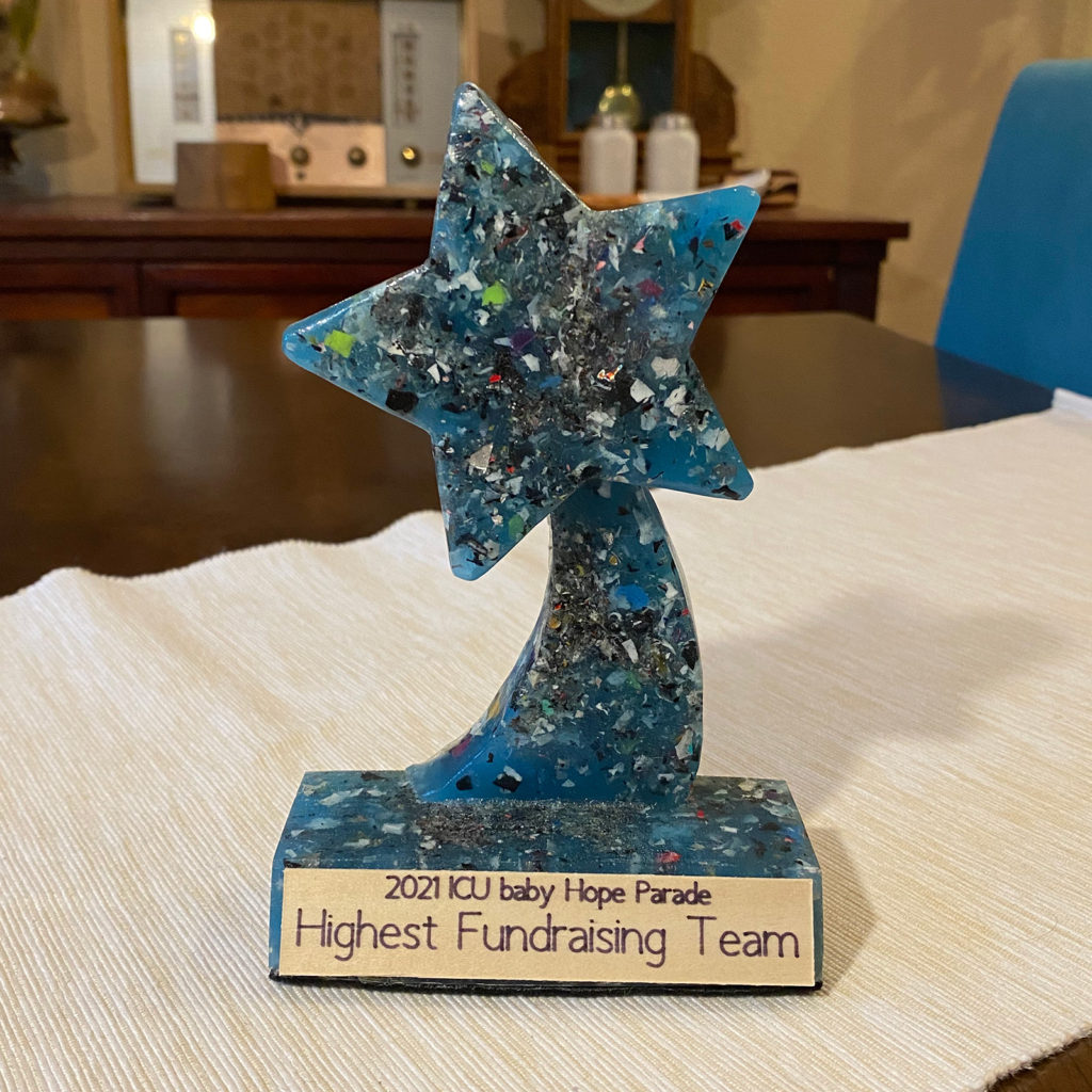 ICU baby HOPE Parade trophies