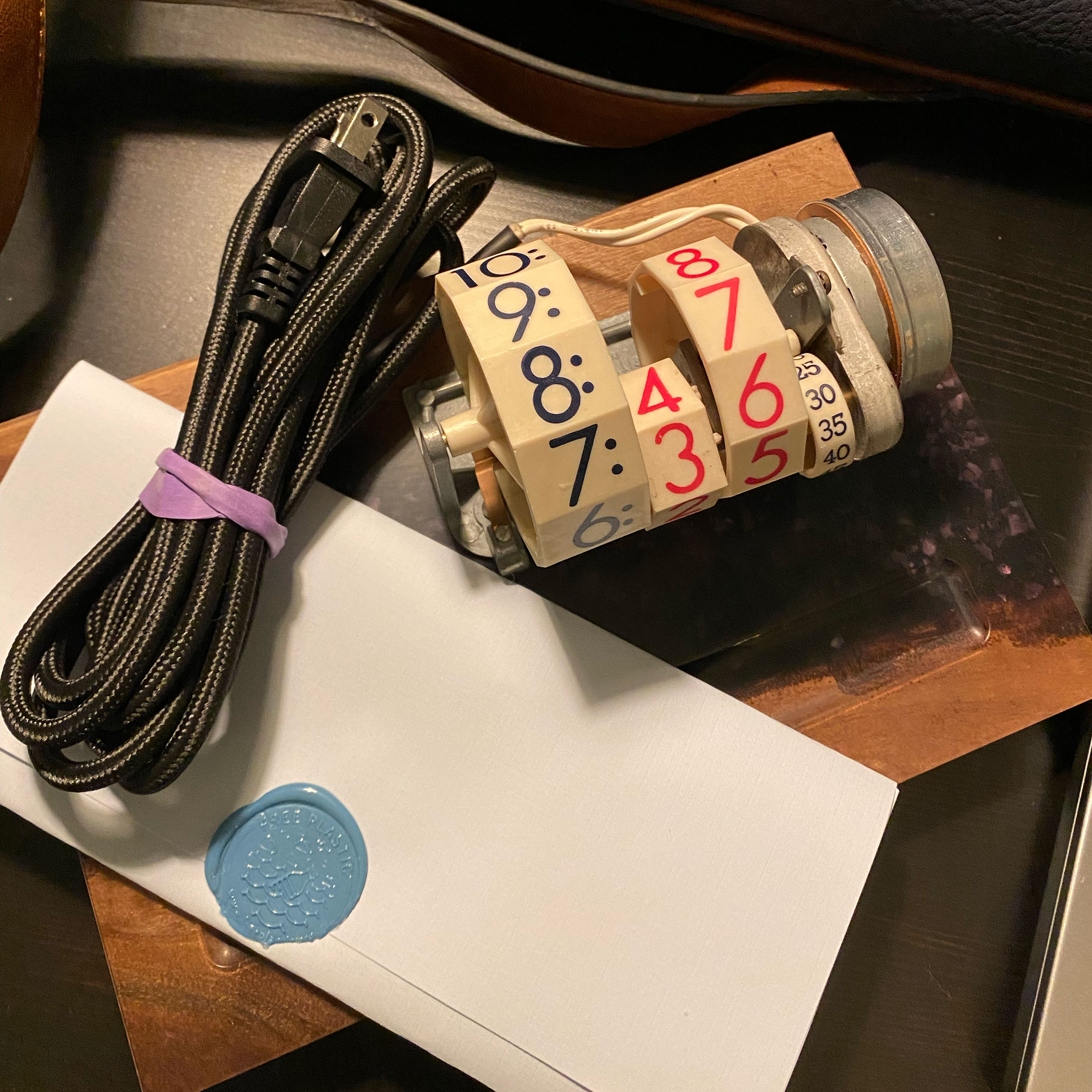 Free Plastic's live edge desk valet with deconstructed clock