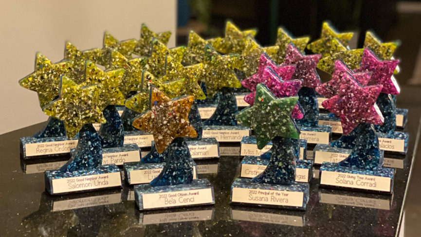 Little Star trophy that contains an average of 51 grams of unrecyclable plastics