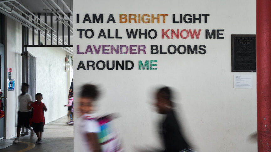 A Plastic Poem that says "I am a bright light to all who know me lavender blooms around me"