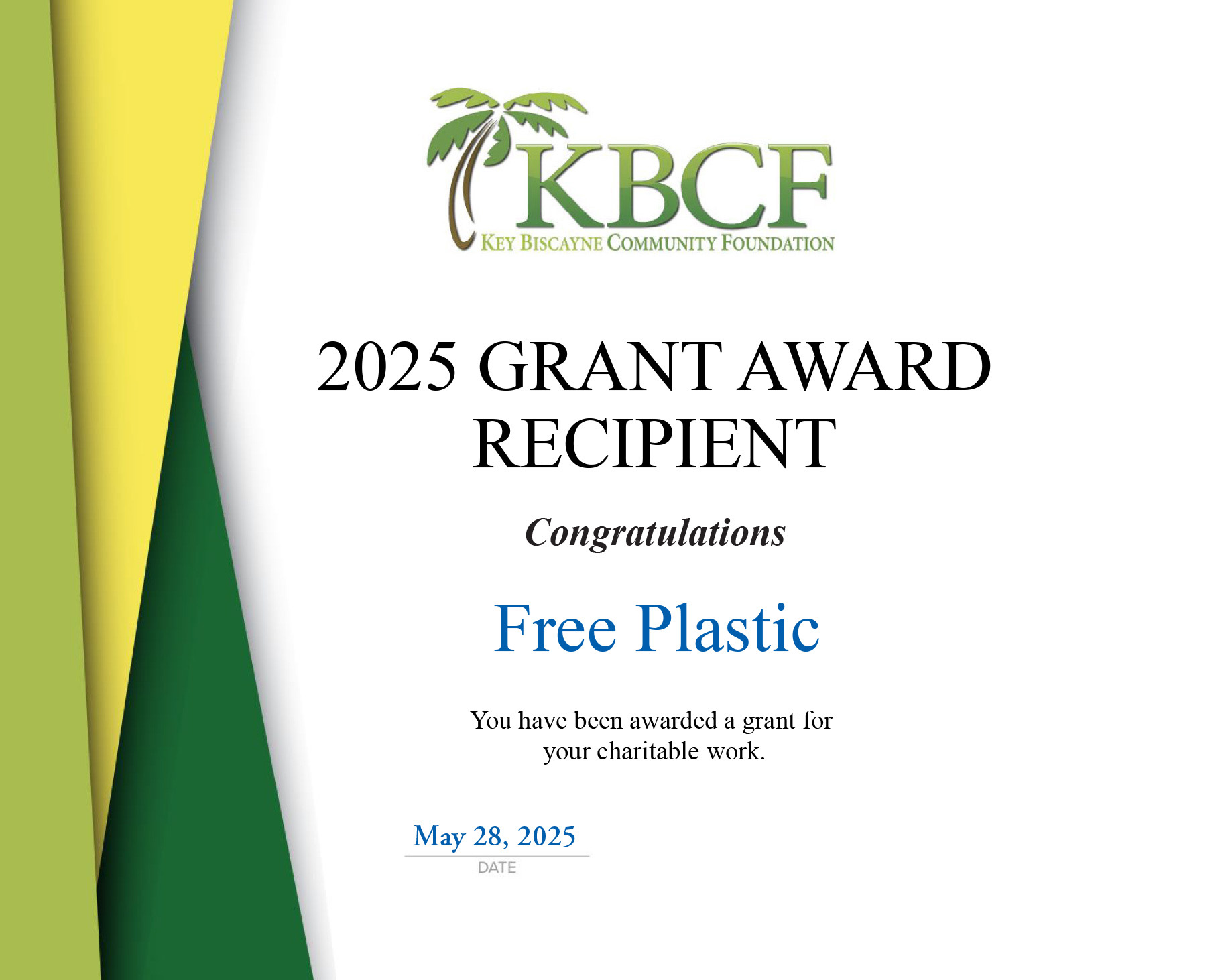 2025 Grant Award Recipient from Key Bsicayne Community Foundation